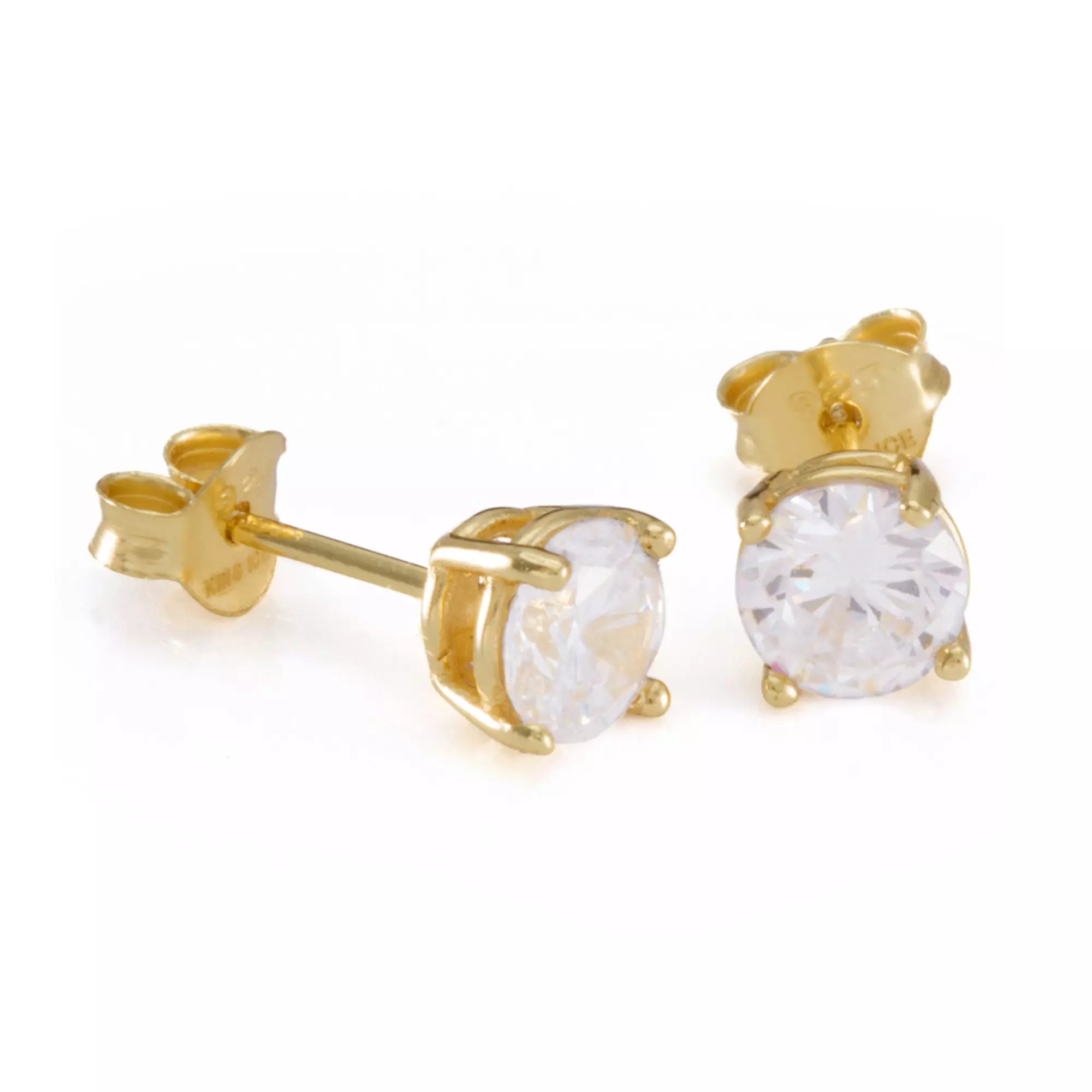 KING ICE キングアイス SOLID 14K ROUND CUT EARRINGS Onyx Brilliant-Cut Stud Earrings | Sterling Silver Earrings